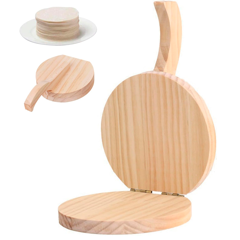 Prensa de Tortilla de Madera Natural Redonda con Asa