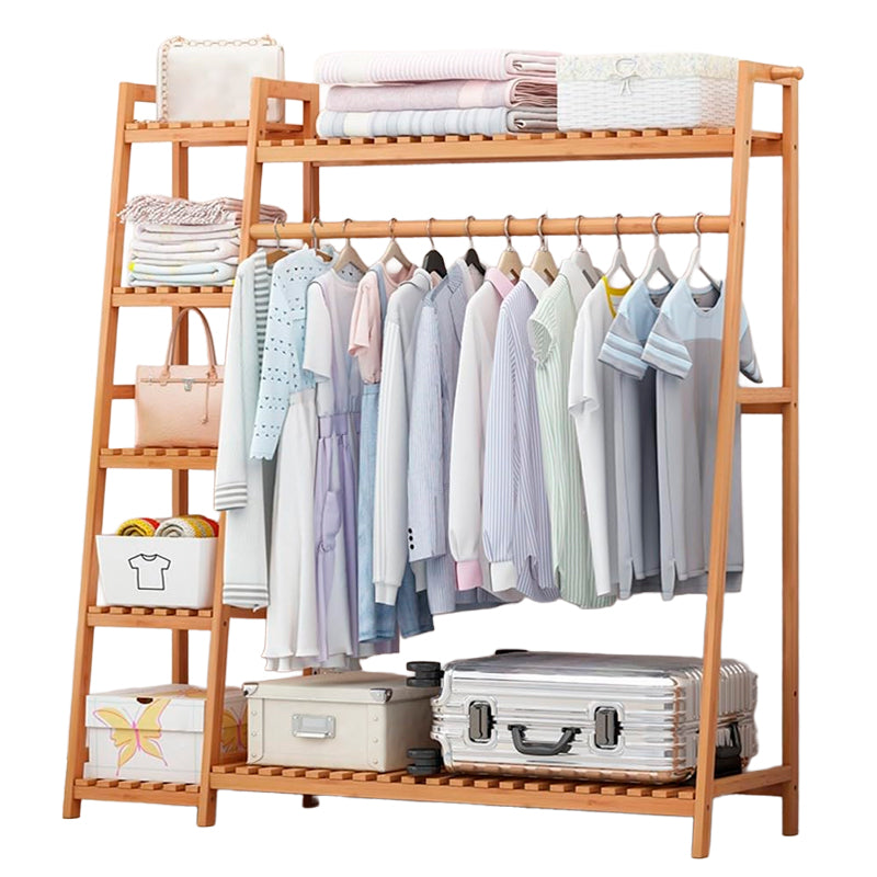 Perchero Organizador De Madera Colgador Ropa Grande De Bambú