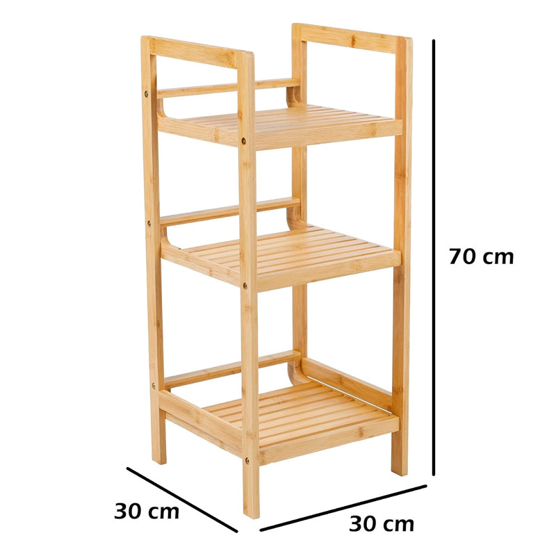 Estantería de Baño Cocina 3 Niveles 4 Niveles Rack Organizador del Hogar Madera Natural