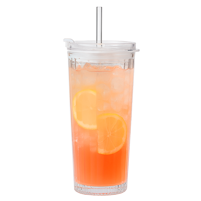 Vaso Hermetico De Vidrio En Relieve Con Tapa Bombilla 520ml Transparente