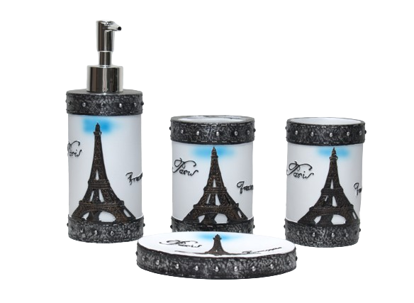 Set De Accesorios Baño Premium 4 Und Resina Epóxica