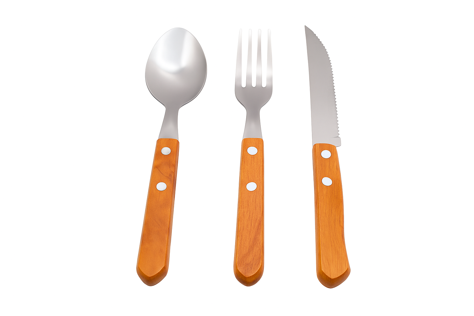 Set De Cubiertos Para Asado 6 Pieza Cuchilleria Mango Madera Cucharas Tenedor