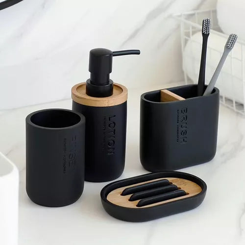 Set De Accesorios Baño Premium 4 Und Resina Epóxica