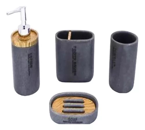 Set De Accesorios Baño Premium 4 Und Resina Epóxica