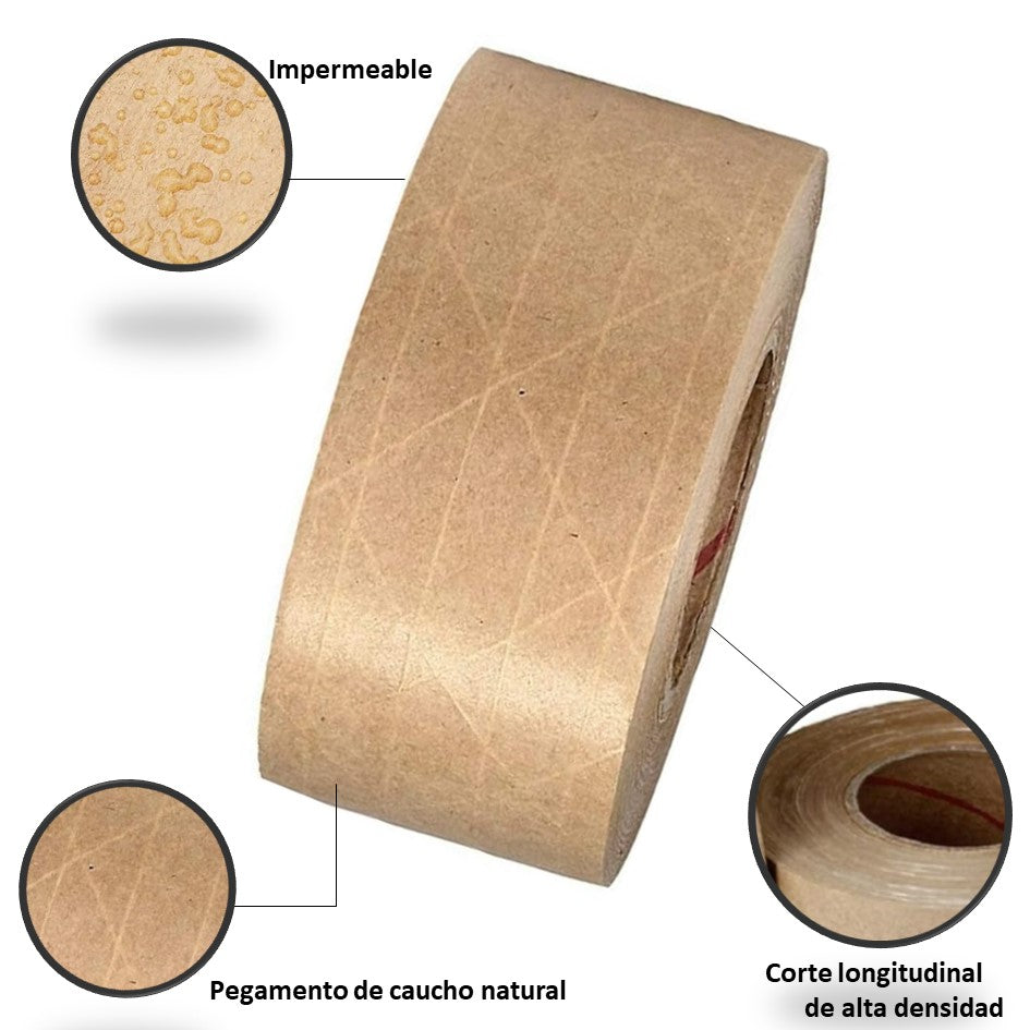 Cinta de papel Kraft 50mts de Largo Pegamento Embalaje
