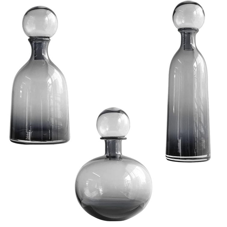 Set de 3 Jarrónes de Vidrio con Tapa Florero Moderno Decoracion del Hogar