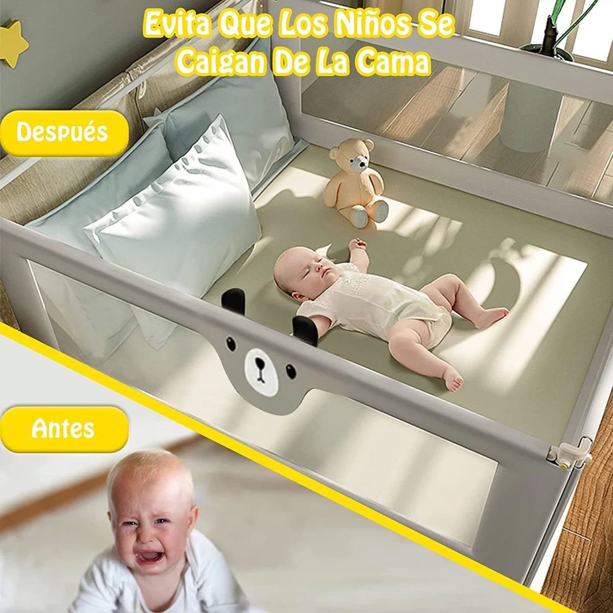 Baranda De Cama Seguridad Bebe Plegable 150cm / 82cm