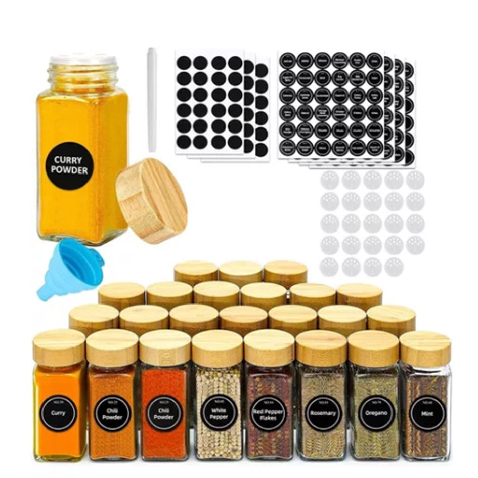 24 Frascos De Especias Con Tapa De Bambú Tarros Condimentos