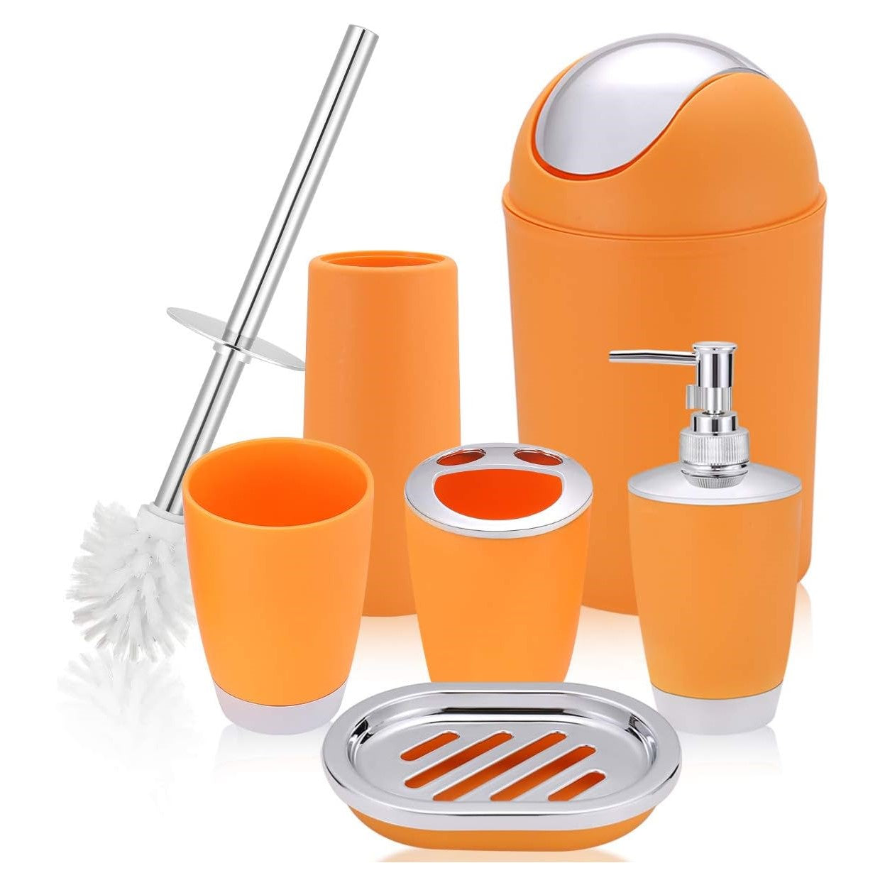 Juego de Accesorios Para Baño 6 Piezas Set Jabonera Cepillo Inodoro