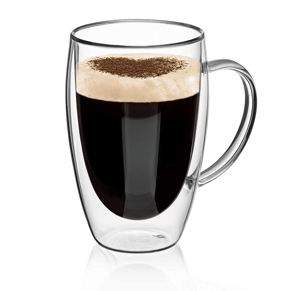 Mug Taza De Café oz Doble Pared Vidrio Vaso Termico