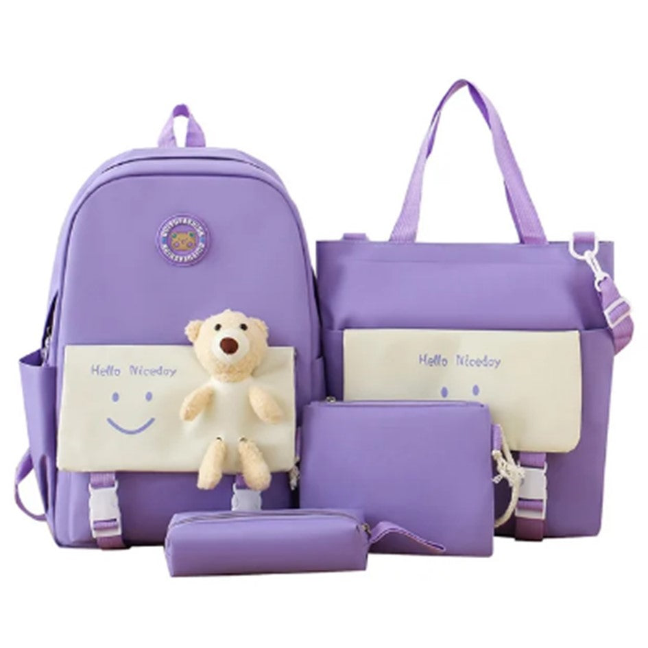 Mochila Escolar para Niñas Set 4 Piezas con Accesorios Bolso de Mano