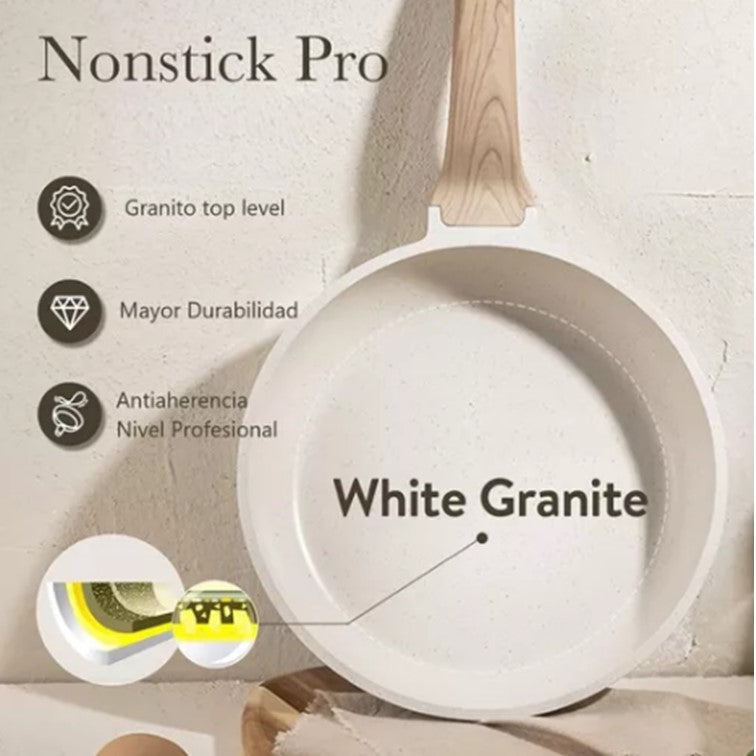 Bateria Cocina 7pzs Antiadherente Granito Profesional Ollas