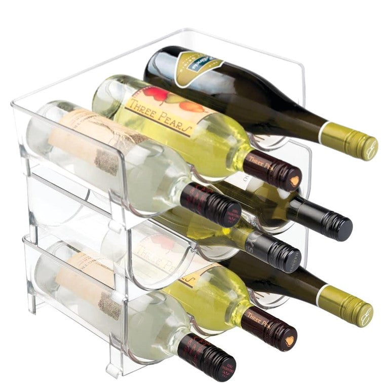 Organizador Botellas De Vino Apilable Para Refrigerador Rack Pack De 3 Unidades