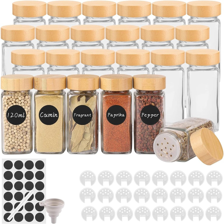 24 Frascos De Especias Con Tapa De Bambú Tarros Condimentos