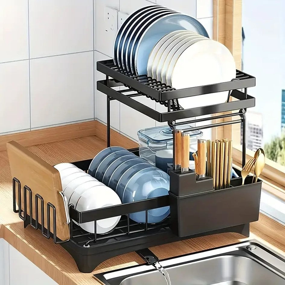 Escurridor De Platos 2 Niveles Secador Desmontable Loza Inoxidable Rack
