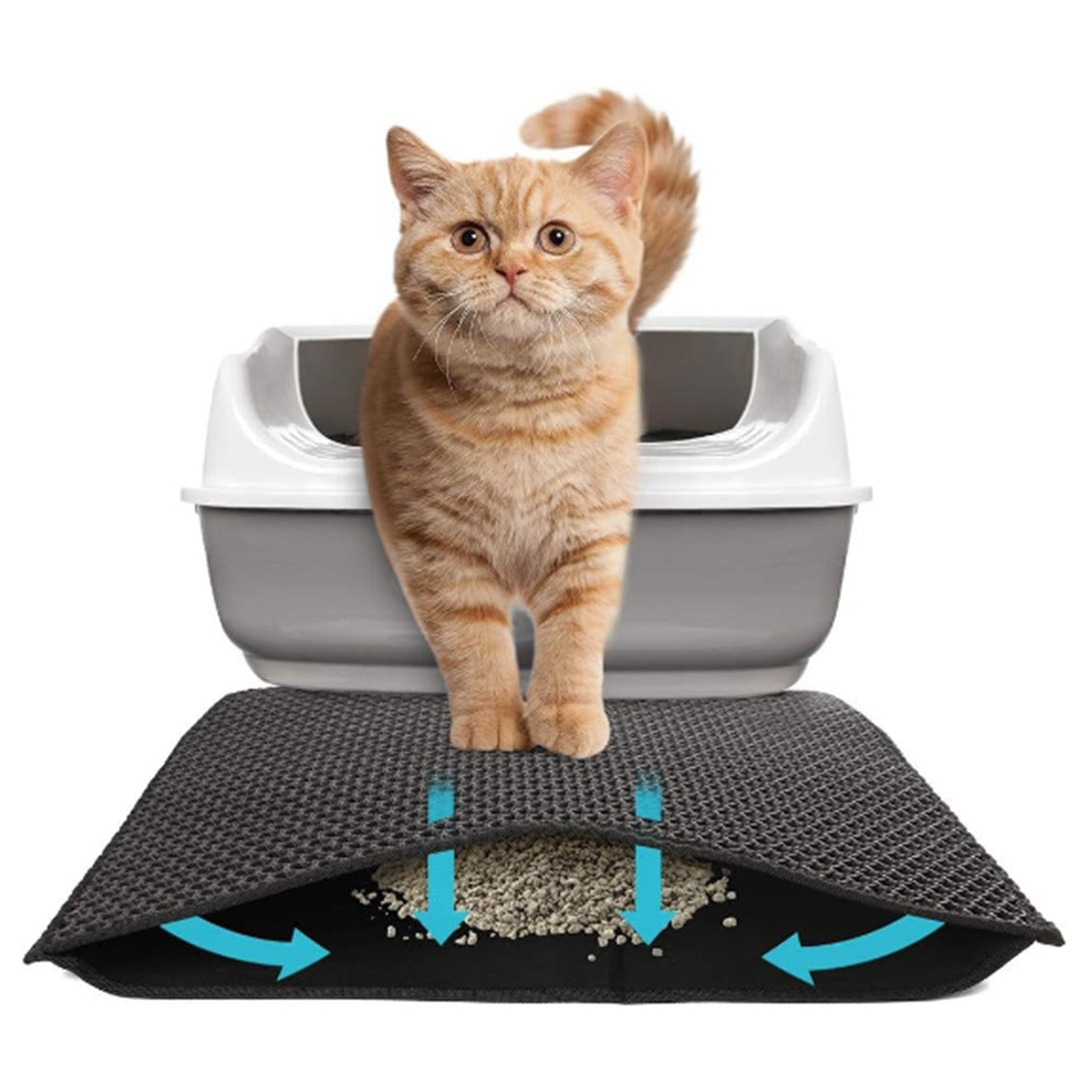 Alfombra Para Atrapar Arena De Gatos Tapete Arenero Mascotas Color Negro