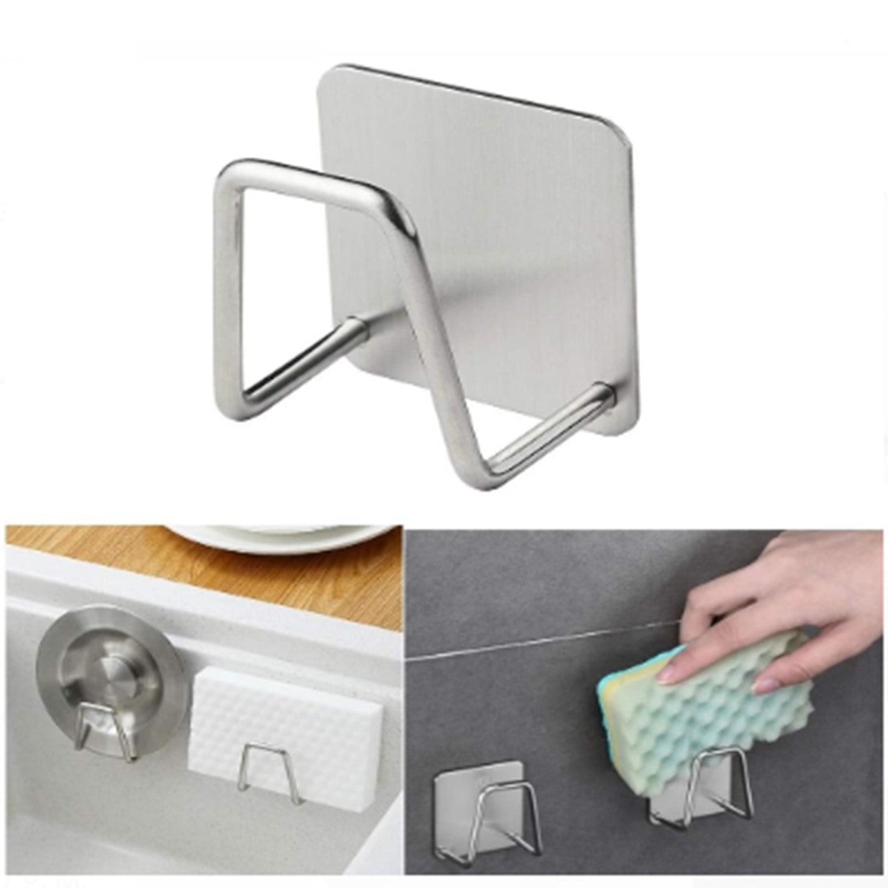 Soporte Esponja Lavaplatos Acero Inoxidable Adhesivo Organizador