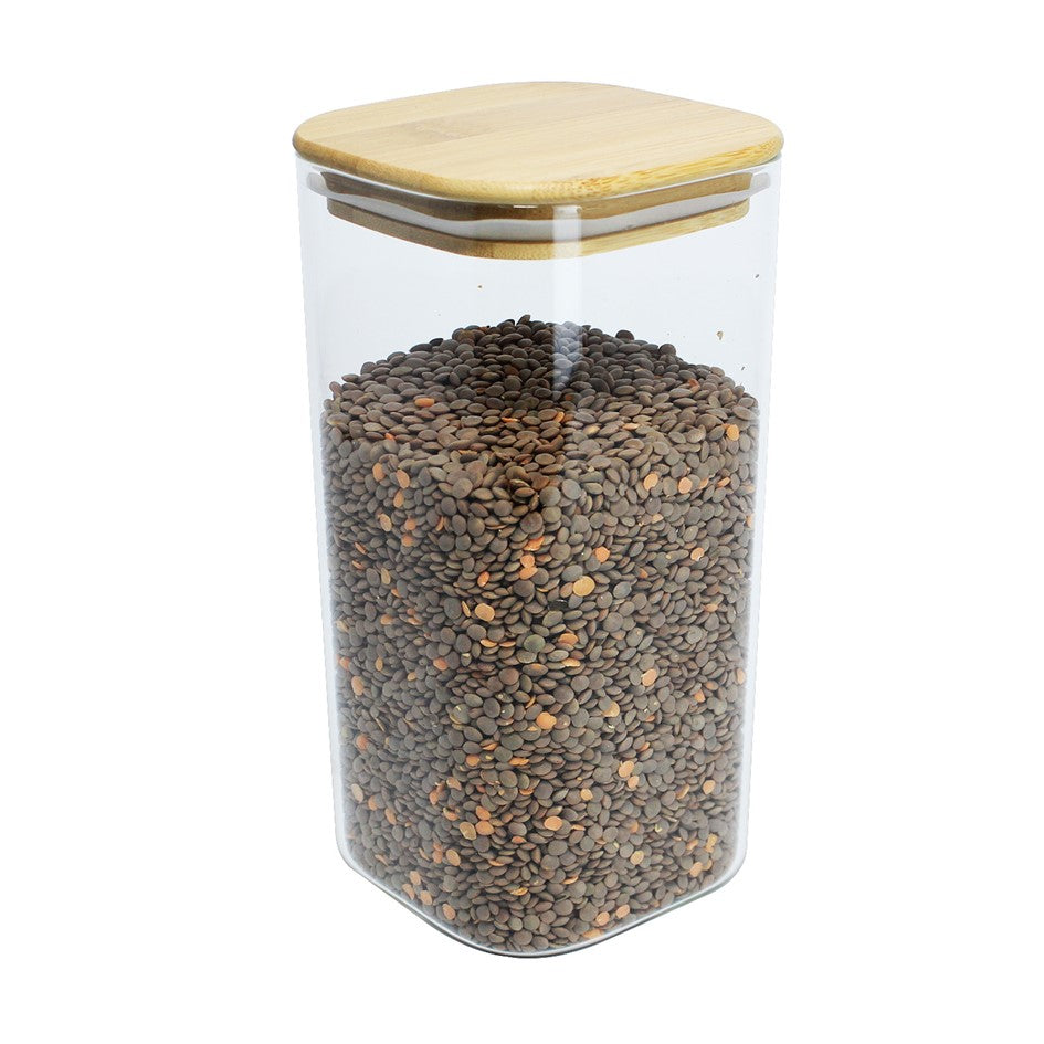 Tarro de Almacenamiento Hermético Recipiente de Vidrio Tapa de Bambú Contenedor de Alimentos 1900ml