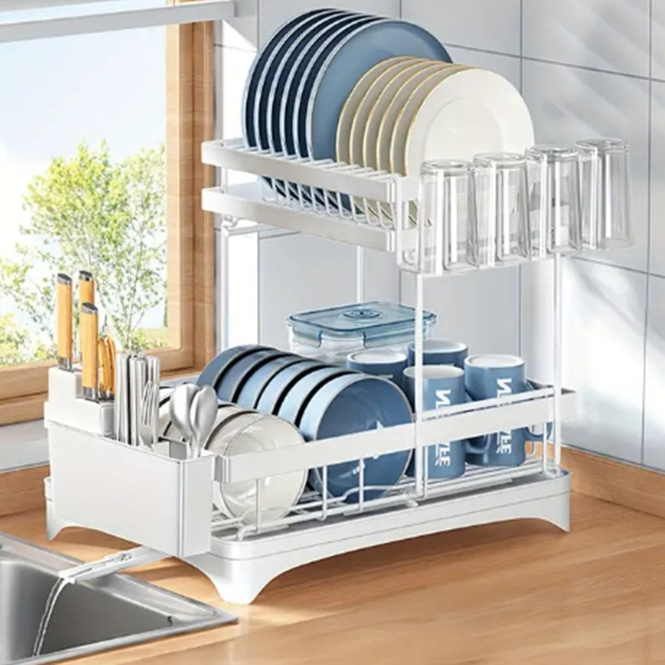 Escurridor De Platos 2 Niveles Secador Desmontable Loza Inoxidable Rack