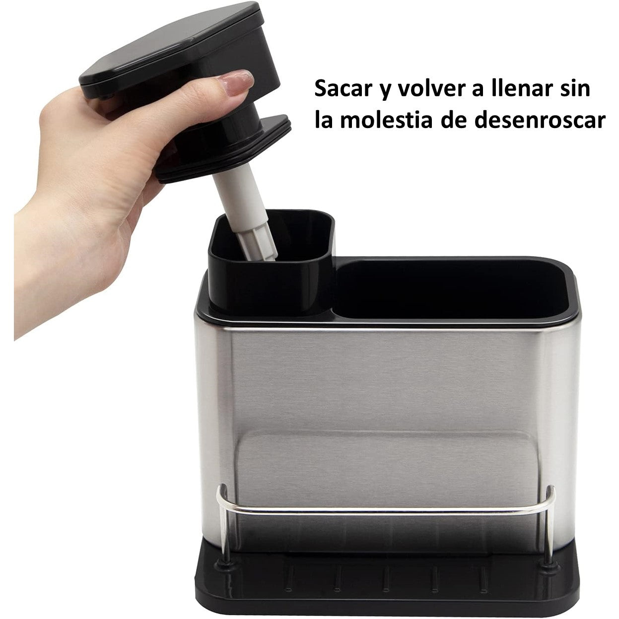 Dispensador De Lavalozas Jabón Y Porta Esponja Organizador 3 en 1