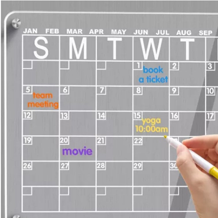 Calendario Acrílico Magnético para Refrigerador Planificador Semanal Mensual