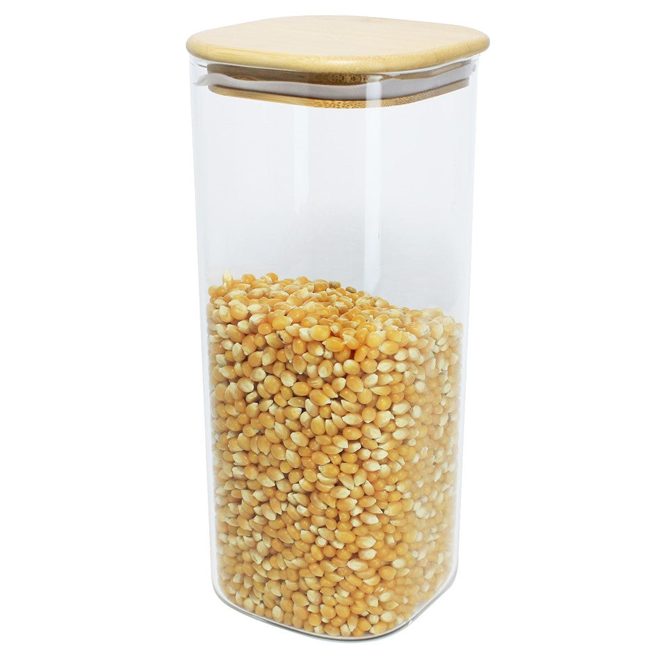 Tarro de Almacenamiento Hermético Recipiente de Vidrio Tapa de Bambú Contenedor de Alimentos 2300ml