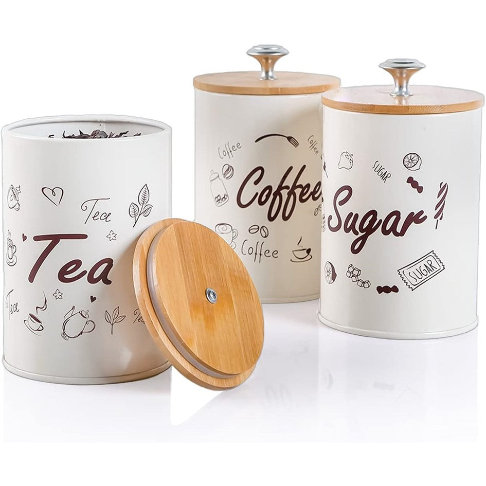 Set de 3 Recipientes de Cocina Vintage para Café Té y Azúcar