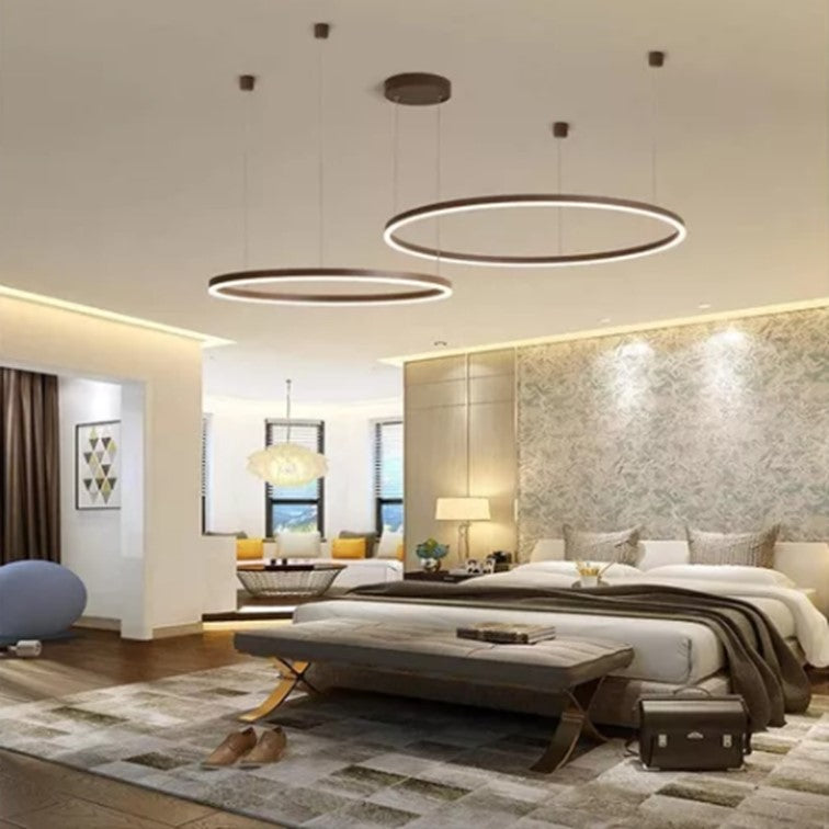 Lámpara De Techo Moderna 2 Aros Lampara Colgantes Focos Led