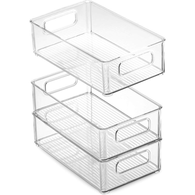 Pack 3 Organizador Para Refrigerador Con Tapa 3 Pieza Bandeja Never
