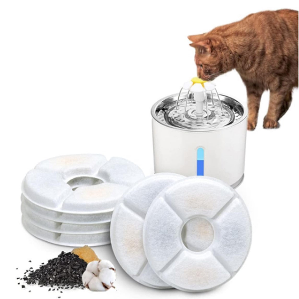 Pack X12 Filtros Bebedero Fuente De Agua Eléctrico Gato Perro Dispensador Agua Mascotas