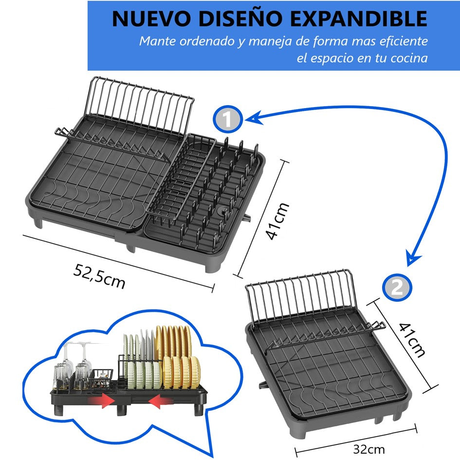 Secaplatos Escurridor Cocina Acero Inoxidable Plegable Loza