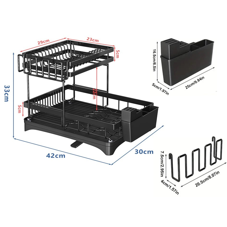 Escurridor De Platos 2 Niveles Secador Desmontable Loza Inoxidable Rack