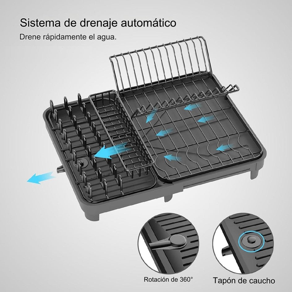 Secaplatos Escurridor Cocina Acero Inoxidable Plegable Loza