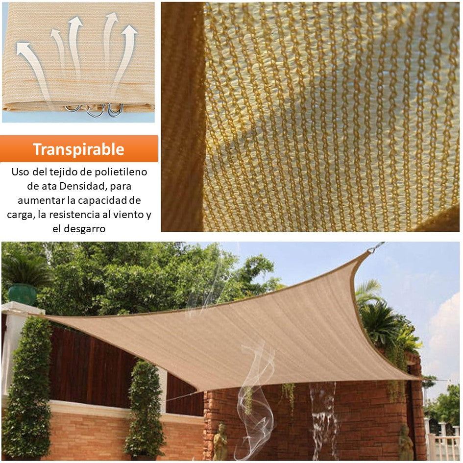Toldo de Lona Cuadrada Vela para Sombra Parasol Rectangular Permeable