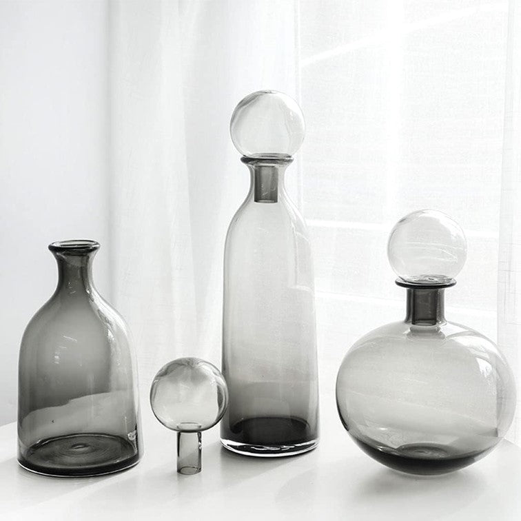Set de 3 Jarrónes de Vidrio con Tapa Florero Moderno Decoracion del Hogar