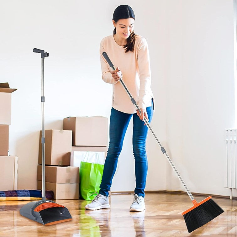 Juego de Escoba y Recogedor para El Hogar Altura Ajustable Mango de Acero Inoxidable