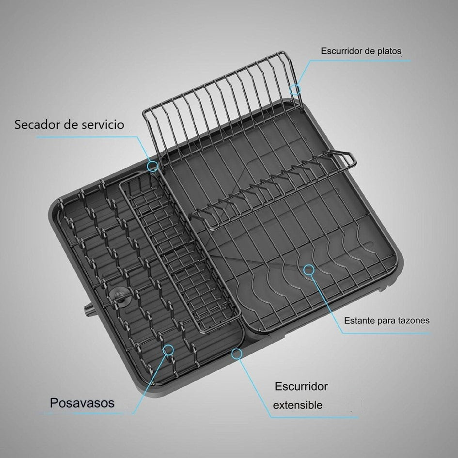 Secaplatos Escurridor Cocina Acero Inoxidable Plegable Loza