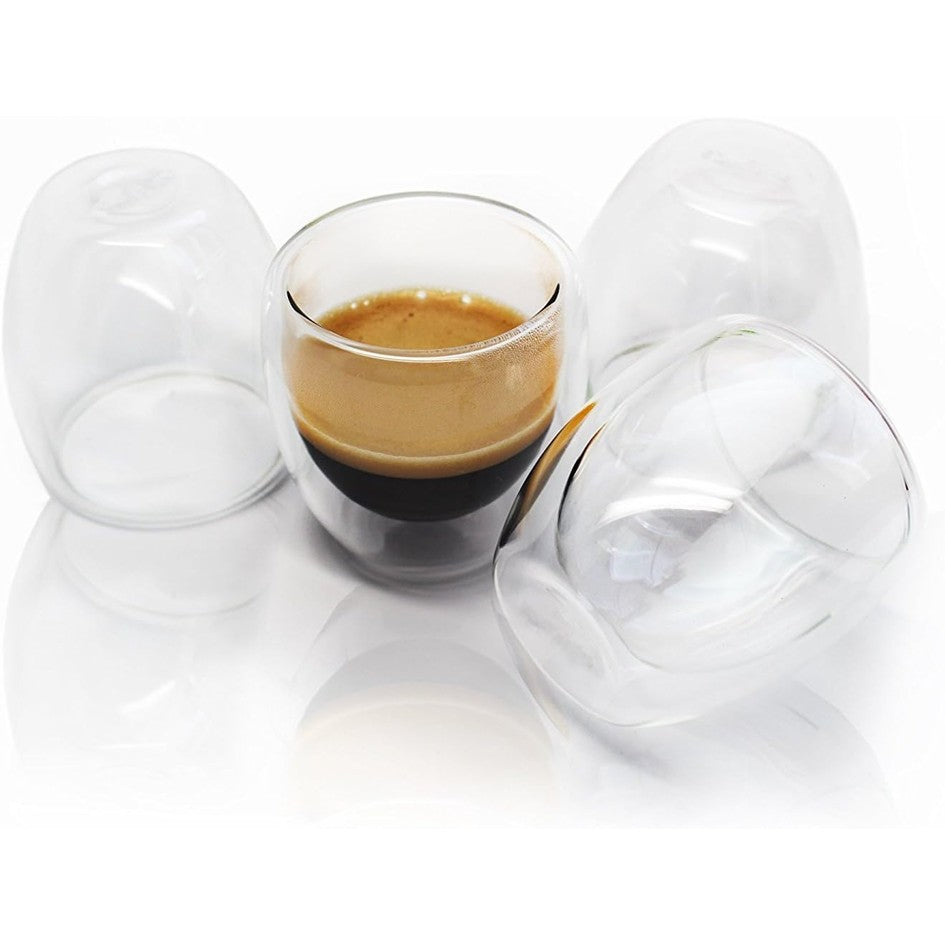 Set 4 Tazas Espresso Doble Pared 150ml Frio Caliente Sin Asa