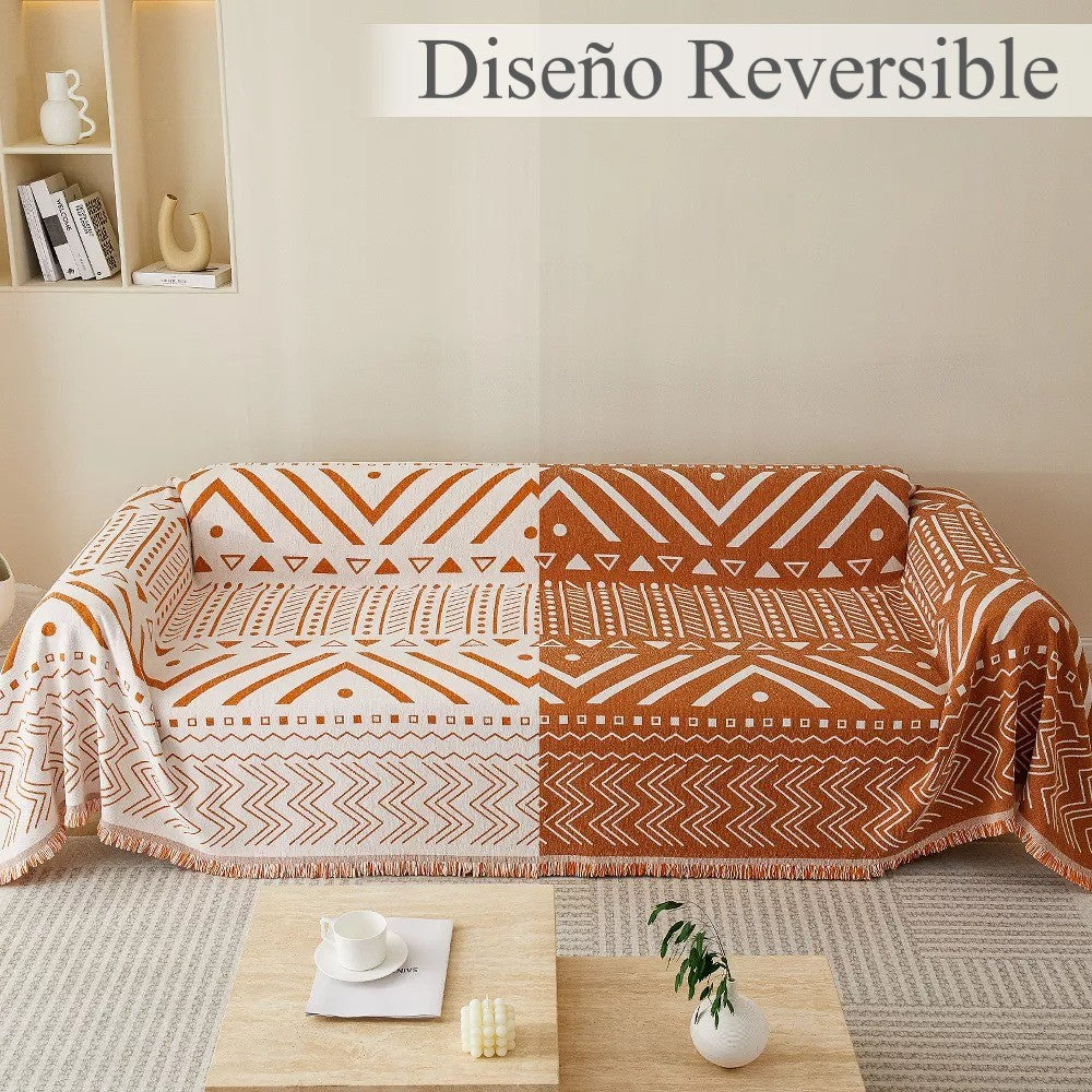 Frazada Reversible 2 en 1 Cubresofá Manta Premium De Living Dormitorio Sillon 180x230cm