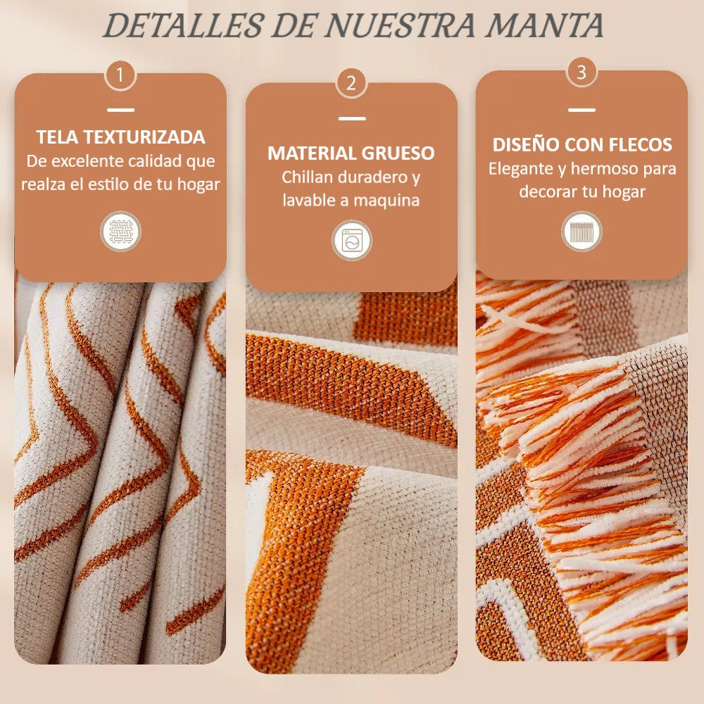 Frazada Reversible 2 en 1 Cubresofá Manta Premium De Living Dormitorio Sillon 180x230cm