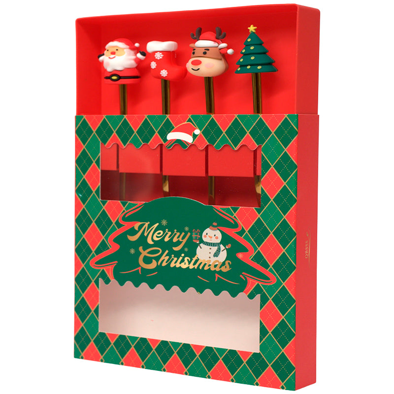 Set 4 Cubiertos Navideños Cuchara Y Tenedor Decoración Mesa Surtido