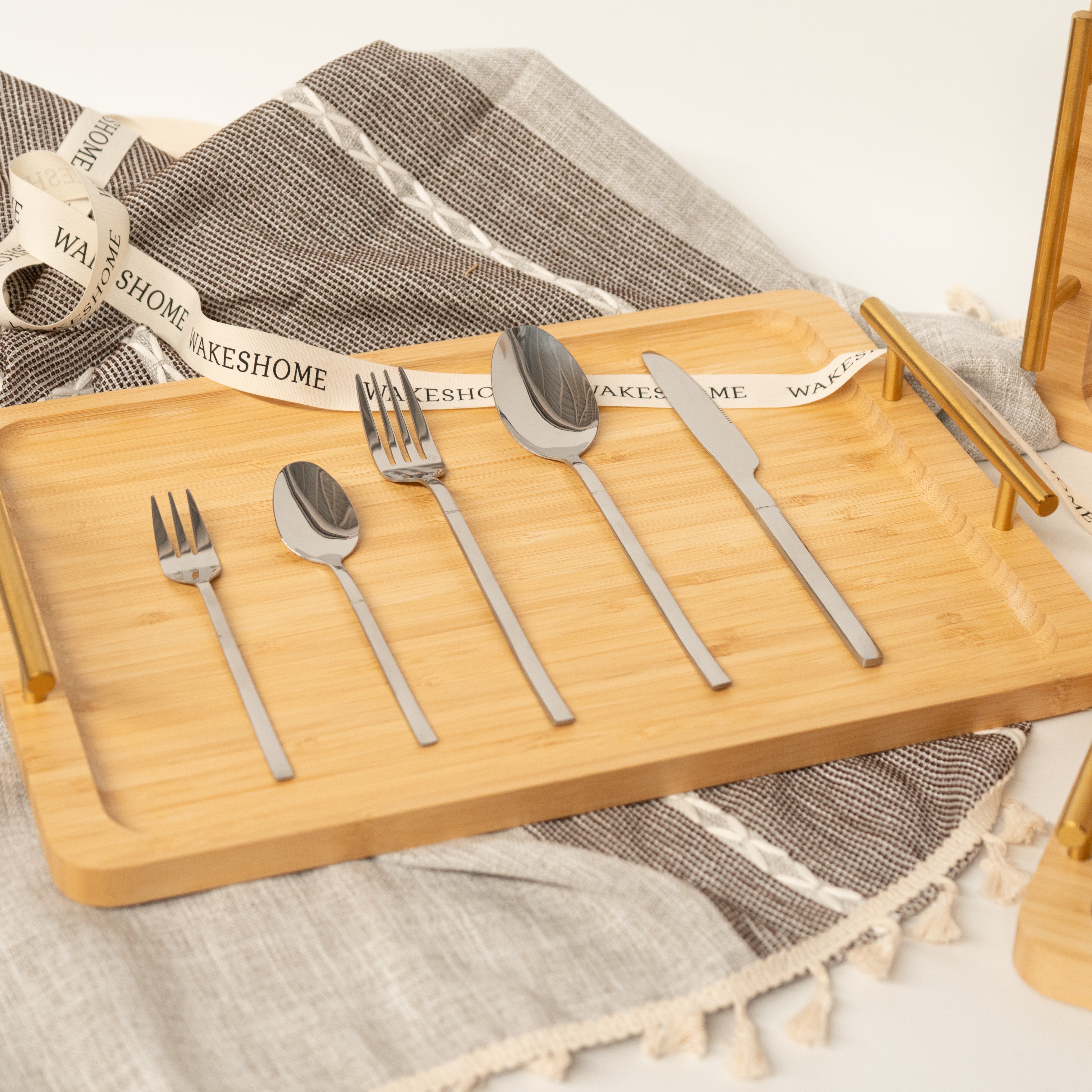 Set De Cubiertos De Lujo 6 Piezas Cuchilleria Plateado Tenedor Cuchara