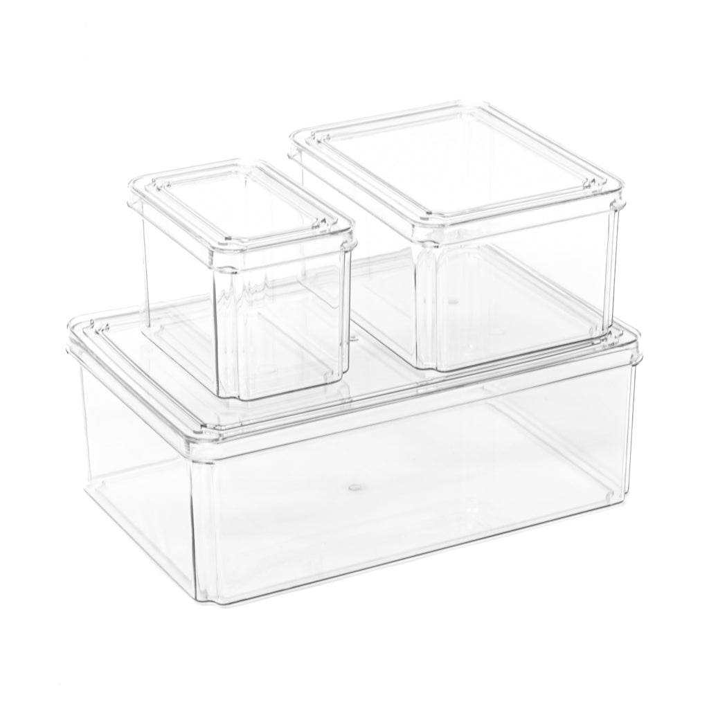 Pack de 3 Cubos Apilables Para Refrigerador Cooler Organizador Nevera