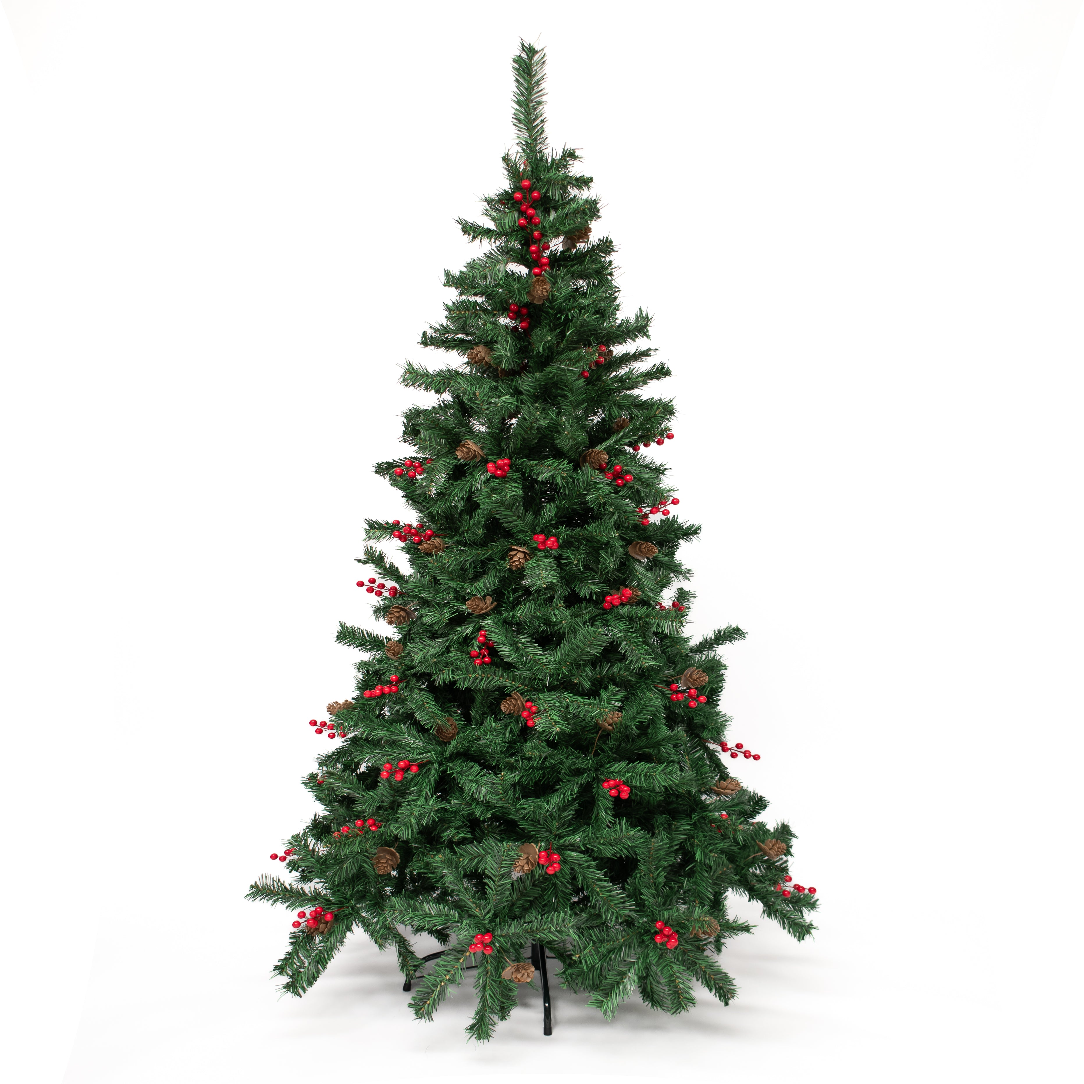 Adorno Árbol Navidad Con Guindas Piñas Decorado Pascua 2.10m