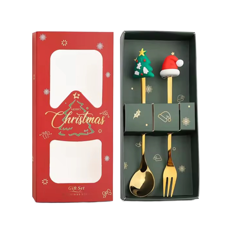 2 Cubiertos Navideños Cuchara Tenedor Para Decoración Mesa