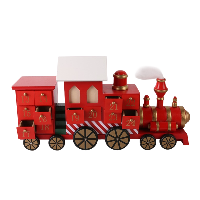Calendario De Adviento De Tren De Madera Navidad 24 Cajones Rojo