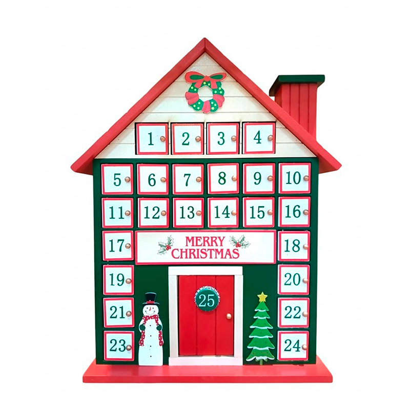 Casa Calendario De Adviento De Madera Decoración De Navidad
