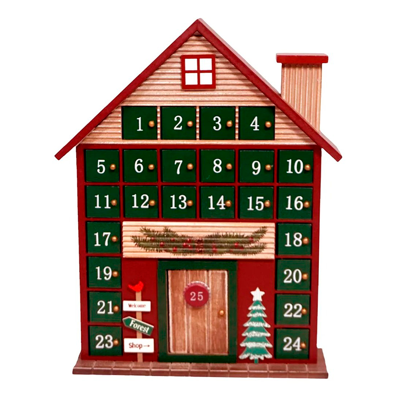 Casa Calendario De Adviento De Madera Decoración De Navidad