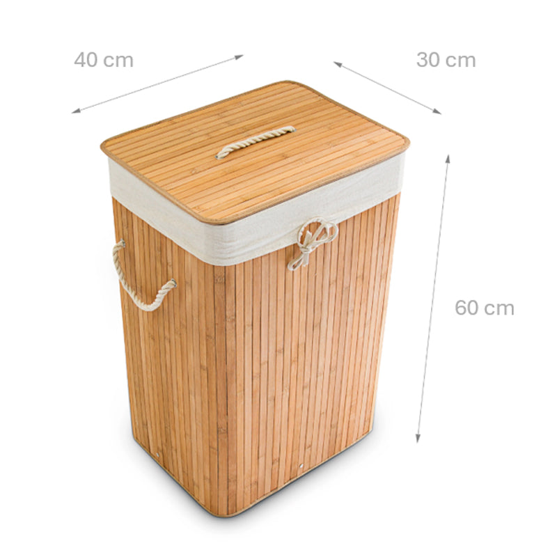 Canasto Cesto Ropa Sucia Pleglable Look Bambu Grande Tapa Im