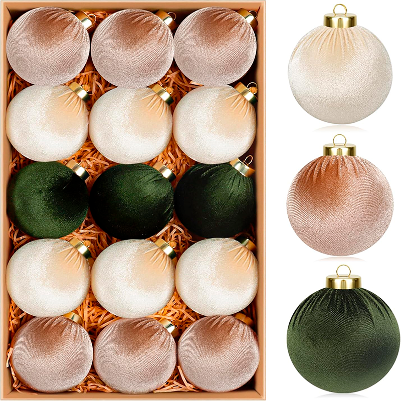 15 Esferas Navideña 8cm Bambalinas Terciopelo Adornos Arbol